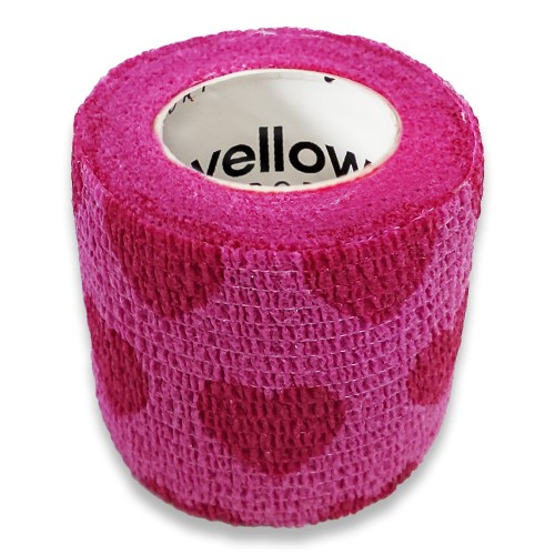 Bandaż kohezyjny elastyczny samoprzylepny YellowBand różowy w serduszka
