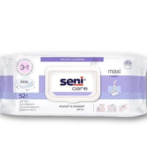 Chusteczki pielęgnacyjne, nasączane 3w1 Seni Care Maxi XXXL 52 szt