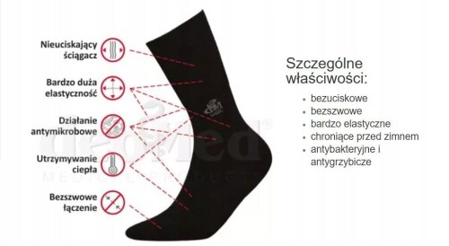 Skarpetki zdrowotne bezuciskowe bambusowe DeoMed Bamboo czarne